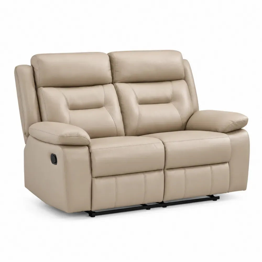 Relaxsofa 2-Sitzer mit manueller Liegefunktion PU Kunstleder rechteckig Beige Schwarz 150 x 95 x 102 cm
