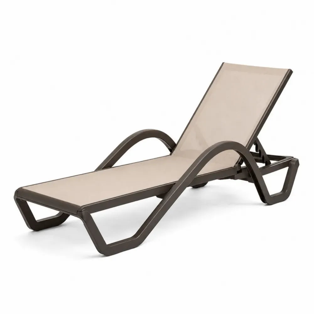 Sonnenliege Gartenliege verstellbar PP Rahmen Textilene rechteckig Beige Dunkelbraun 195 x 70 x 35 cm