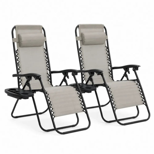 2er Set Relaxliege klappbar verstellbar Textilene Stahl rechteckig Grau Schwarz 178 x 65 x 110 cm