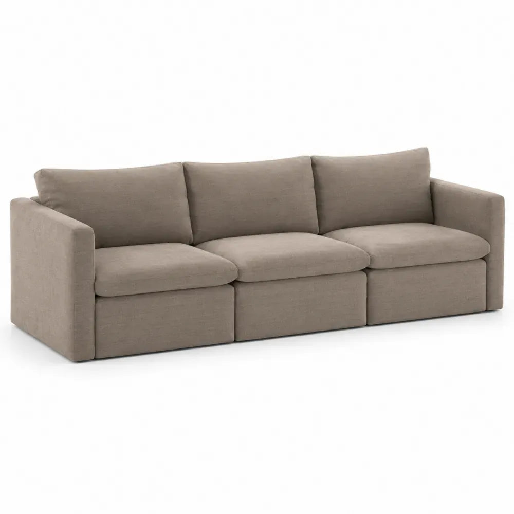 3-Sitzer Sofa mit Armlehnen Polyestergewebe rechteckig Taupe 240 x 92 x 82 cm