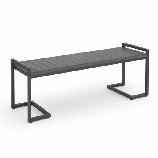 Gartenbank 3-Sitzer ohne Rückenlehne aus pulverbeschichtetem Aluminium Anthrazit 160 x 40 x 48 cm